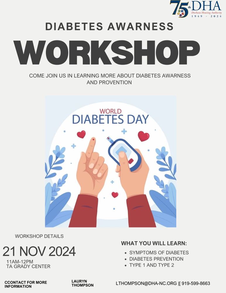 Diabetes Workshop Flyer, all information as listed below.