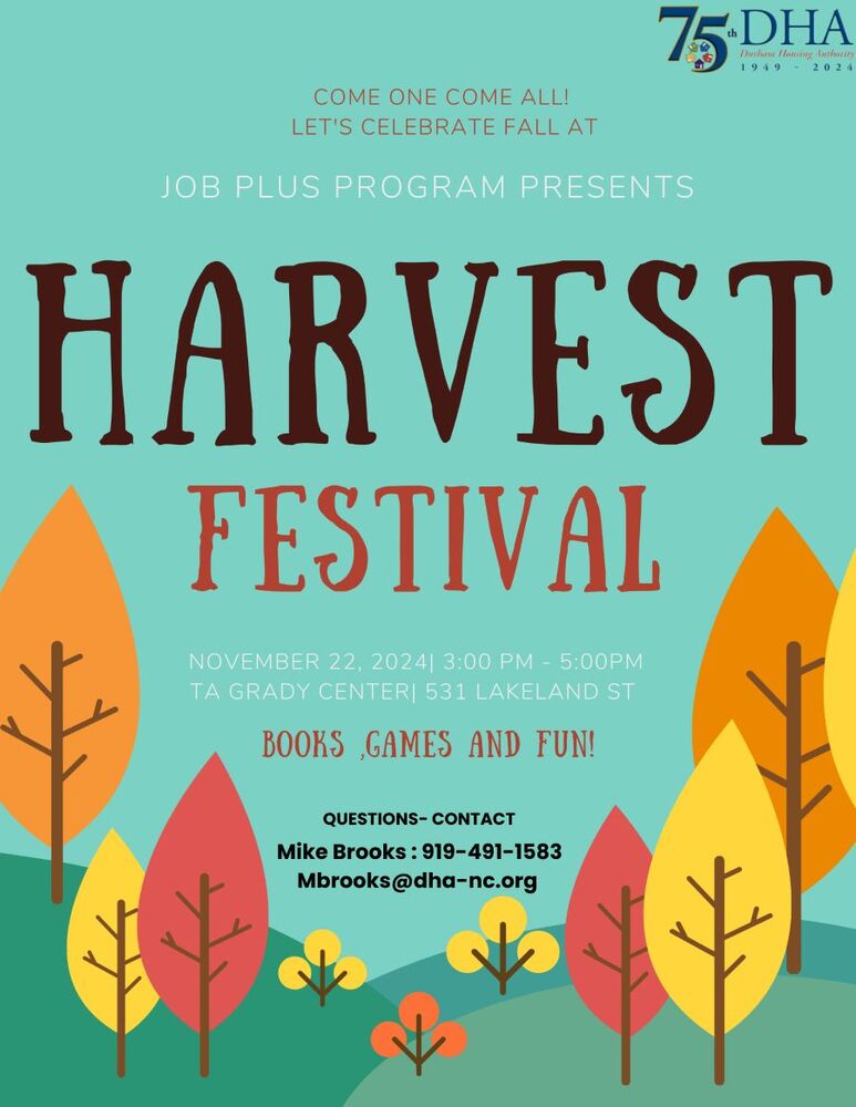 Harvest Festival flyer, all information as listed below.