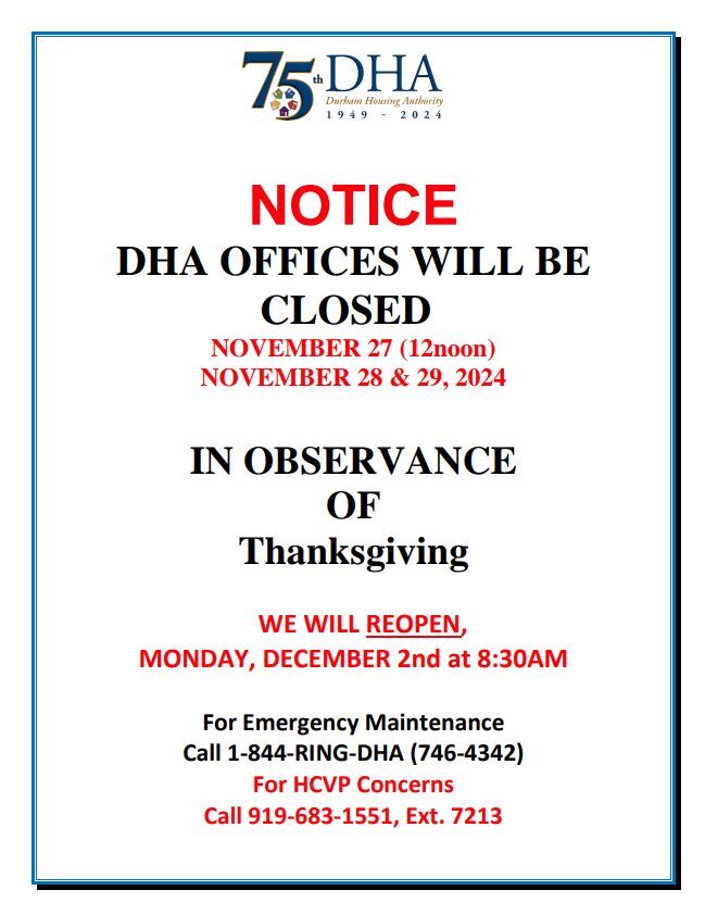 Revised Thanksgiving Notice, all information as listed below.