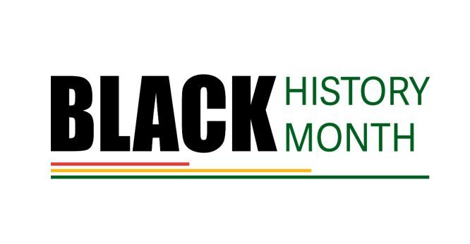 Black History Month underlined by three lines that are red, yellow, and green.