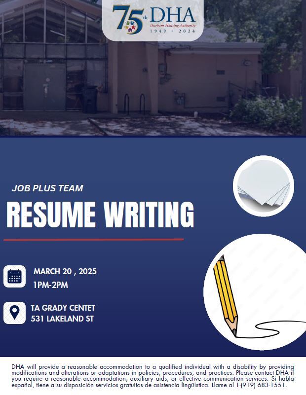 Resume Workshop Flyer, all information as listed below.