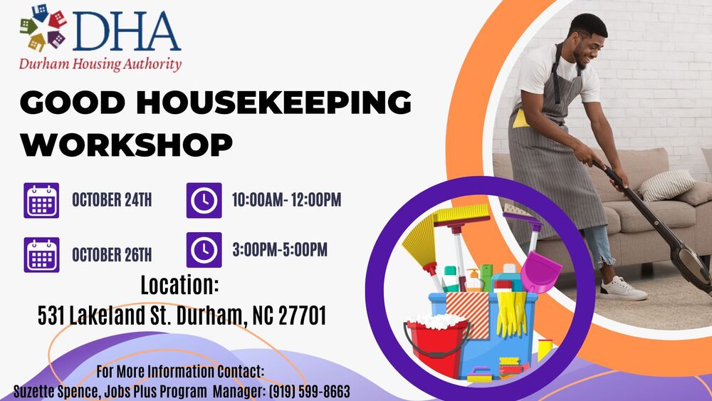 Good Housekeeping Workshop Flyer, all information as listed below.