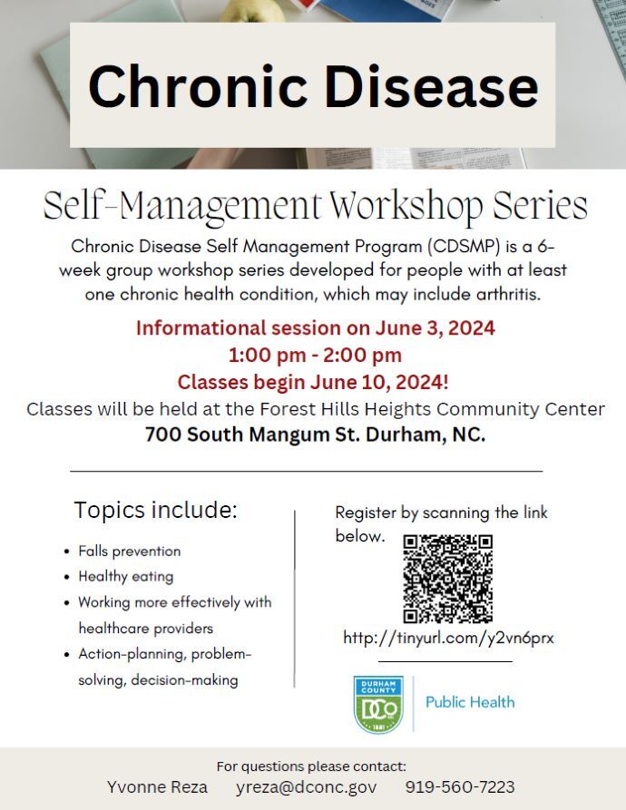 Chronic Disease Self-Management Flyer, all information as listed below.