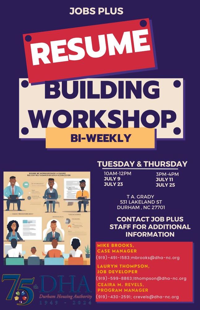 Resume Workshop Flyer, all information as listed below.