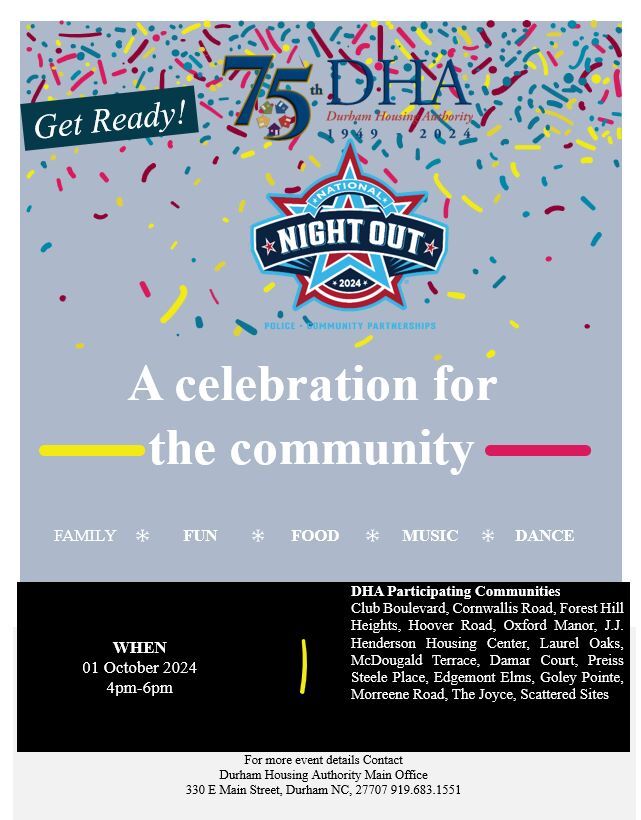 National Night Out Flyer, all information as listed below.