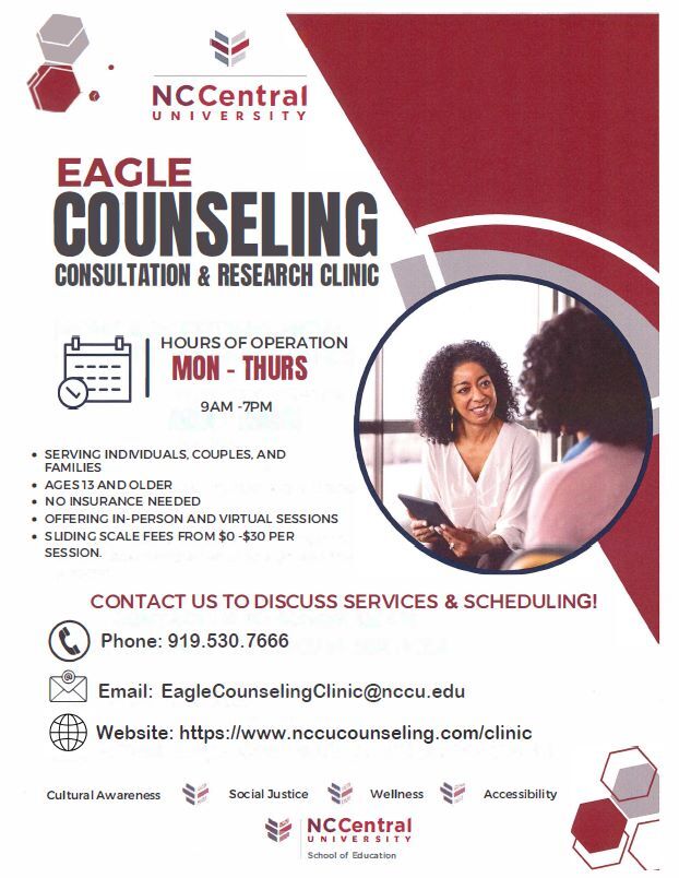 Eagle Counseling Clinic Flyer, all information as listed below.