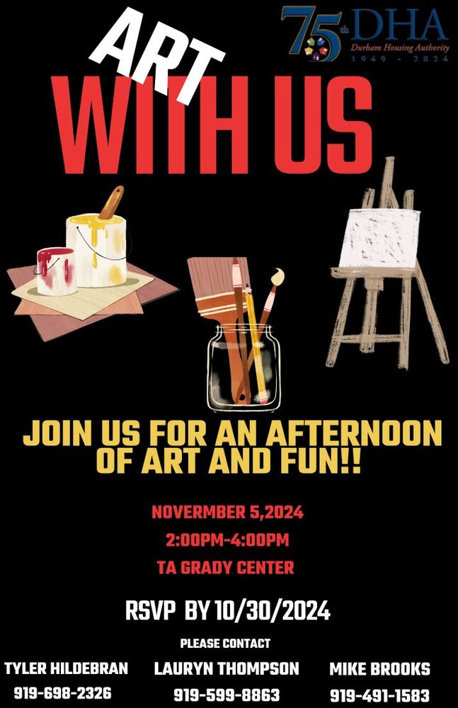 Art with us Flyer, all information as listed below.